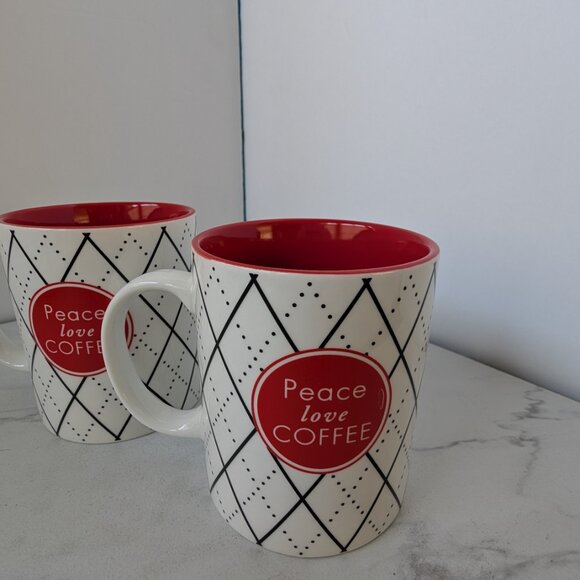 Peace, Love, Coffee Mugs - Set of 2 - Picture 3 of 9